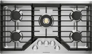 Overhead view of the Monogram ZGU36RSLSS 36” cooktop 