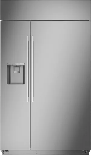 Front view of the Monogram ZISS480DNSS side by side refrigerator