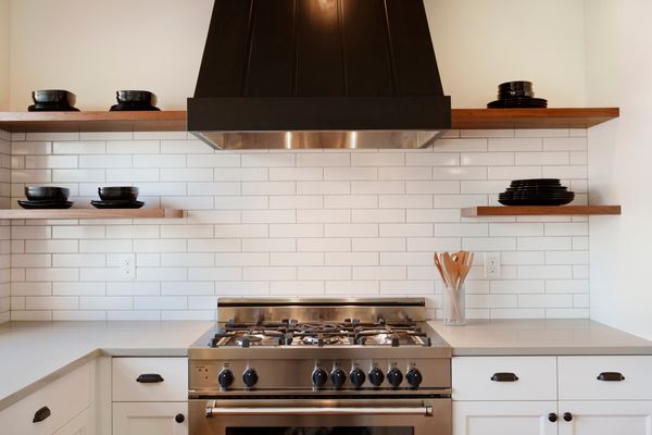 A 30” pro-style range in a kitchen