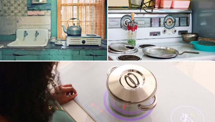 Collage of different cooktops