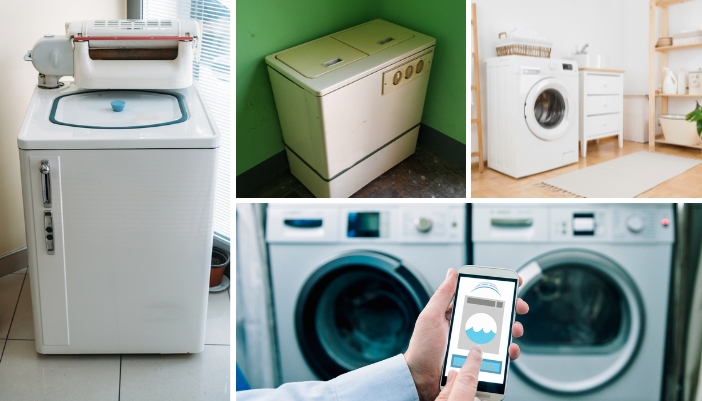 Collage of vintage and new washers
