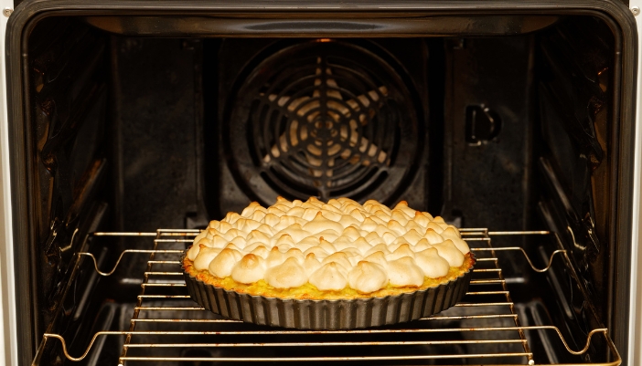 Pie baking in a convection oven