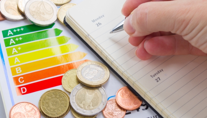 A concept photo estimating cost and energy use