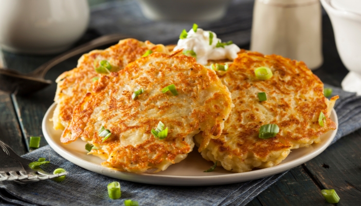 Closeup of potato pancakes