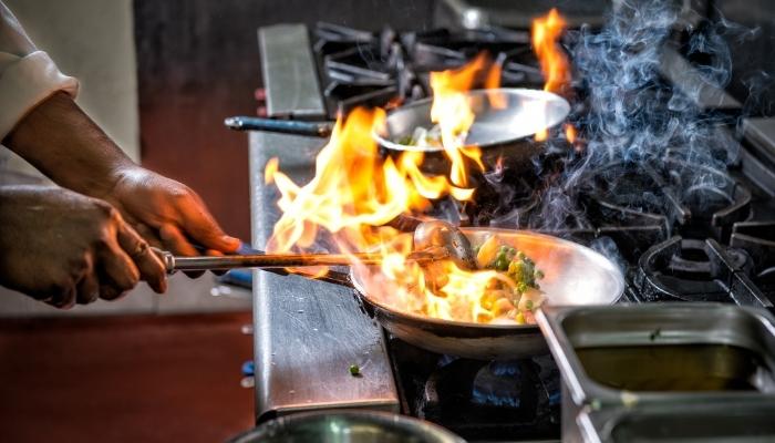 Pan on fire