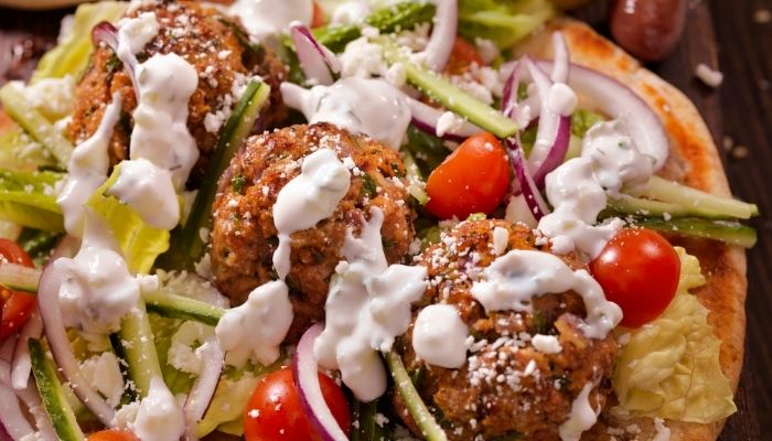 Greek style meatball wrap