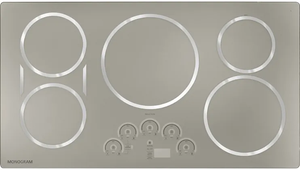 silver 36 inch Monogram cooktop