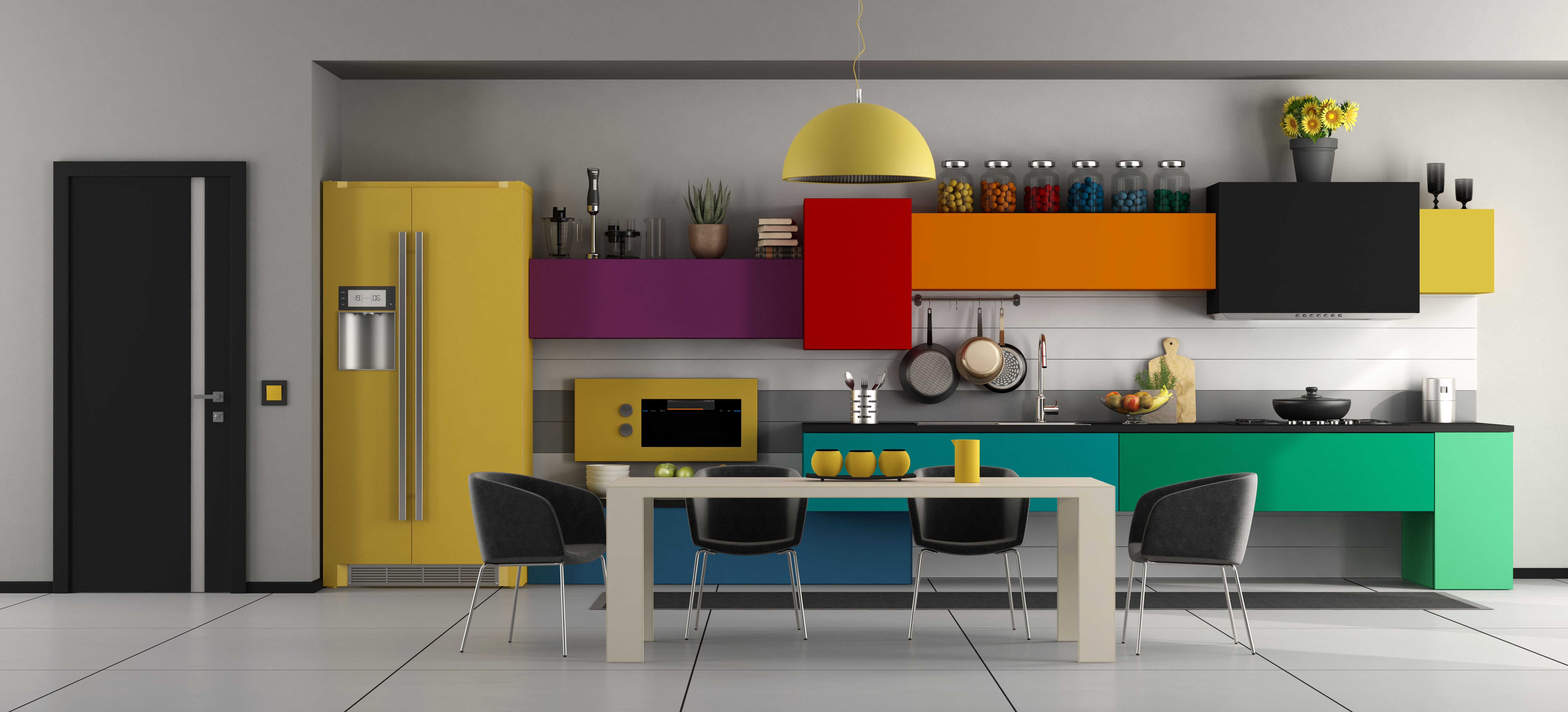 colorful kitchen cabinets