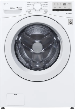 white LG front load washer