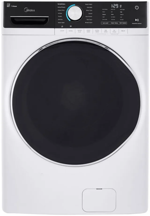 white and black Midea front load washing machine