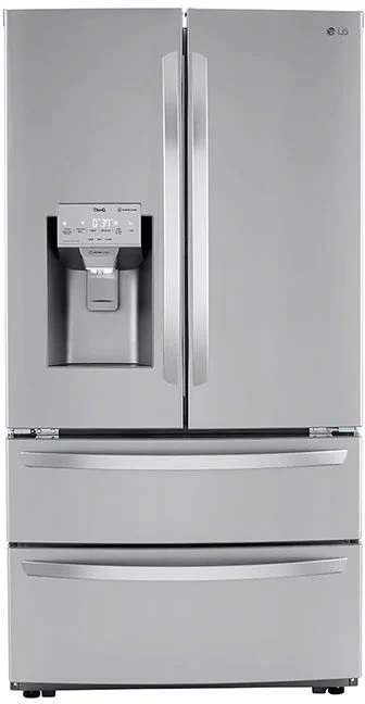 French door refrigerator with two bottom freezers