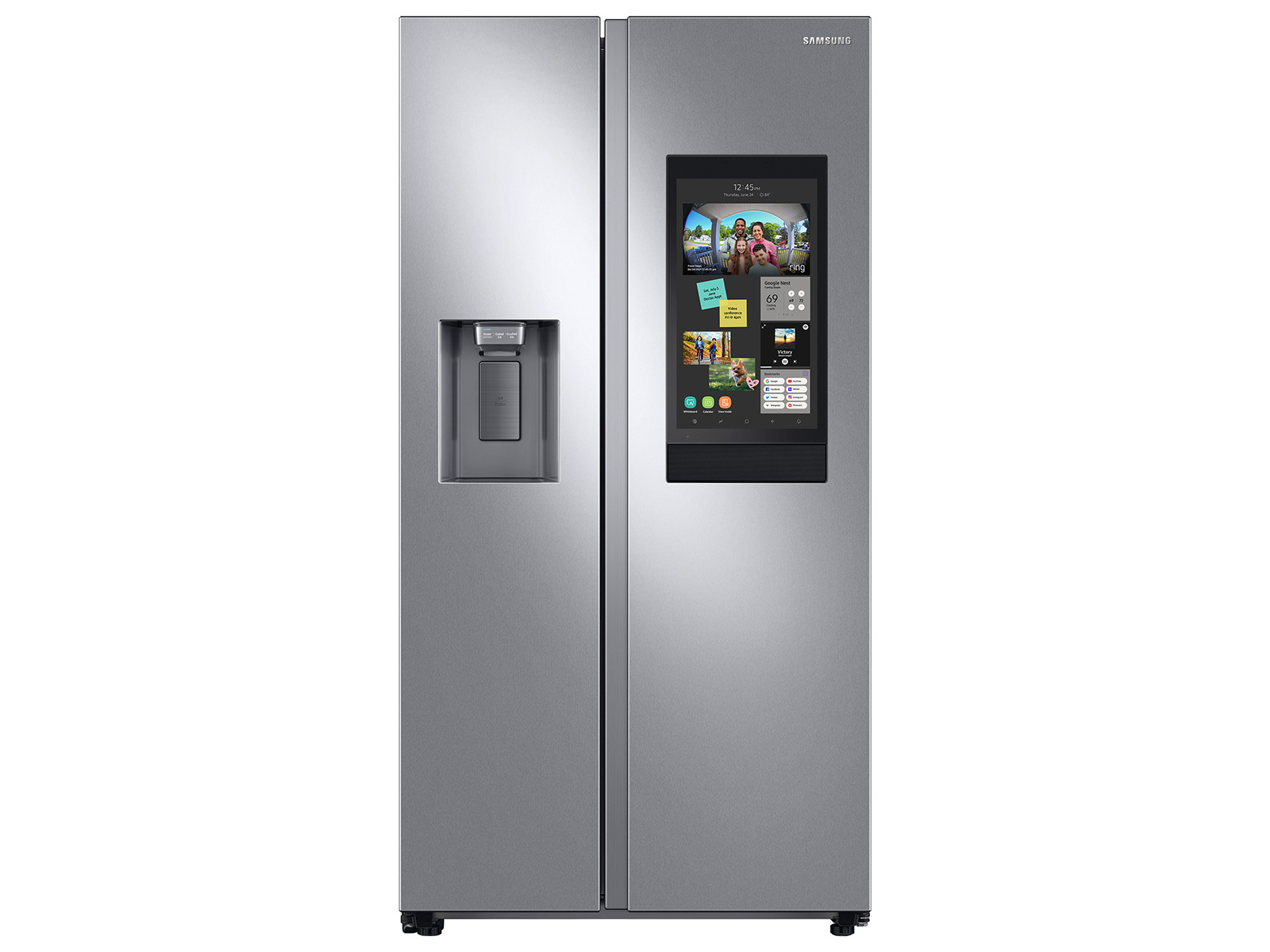stainless steel fridge with smart screen