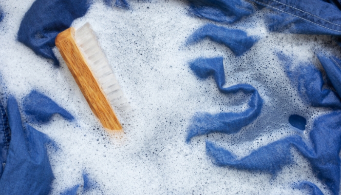 Jeans being hand-washed