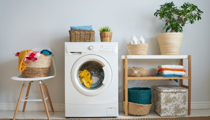 Washer machine with a decent-sized load of clothes