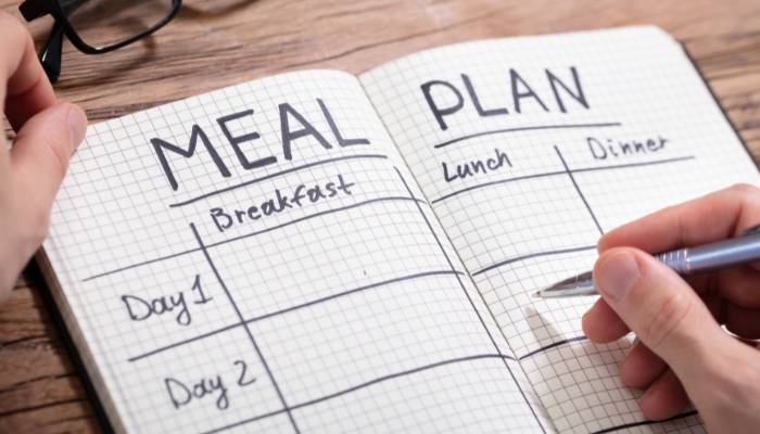 Closeup of someone's meal planning for the week