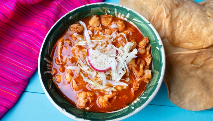 Pozole with tostadas