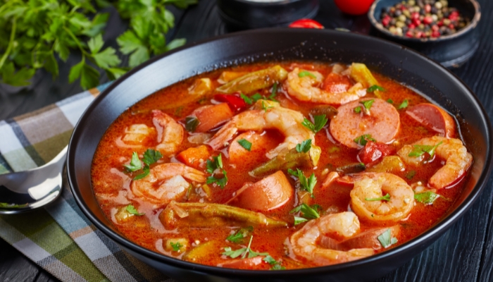 Seafood and sausage soup