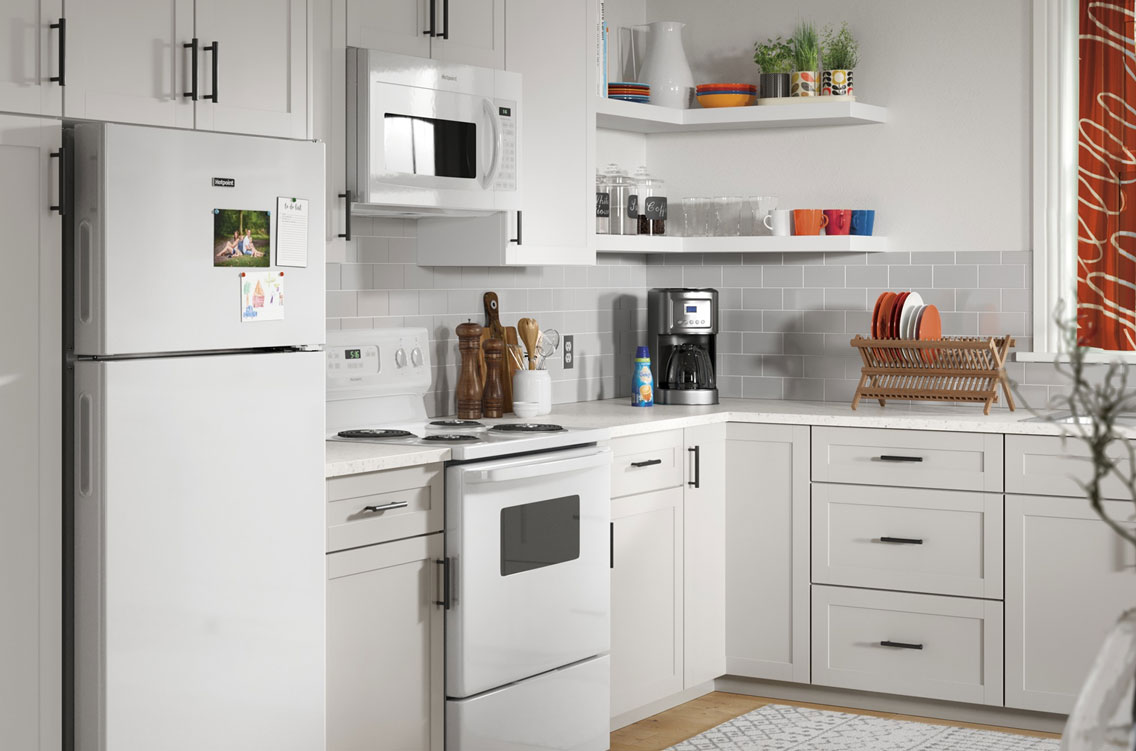 kitchen with hotpoint appliances