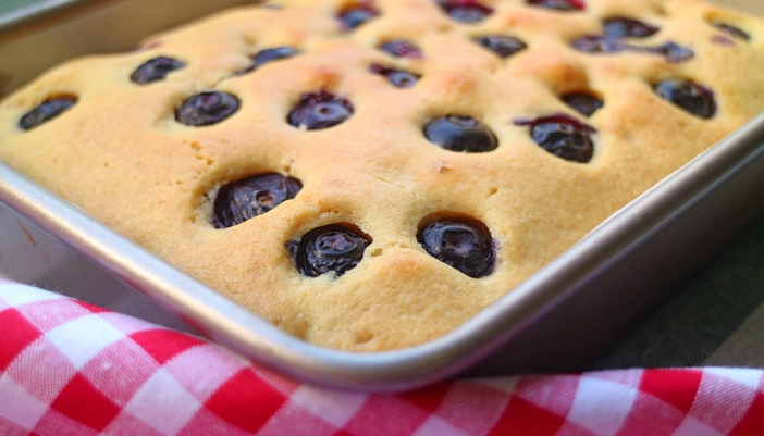 Sheet pan blueberry breakfast food.