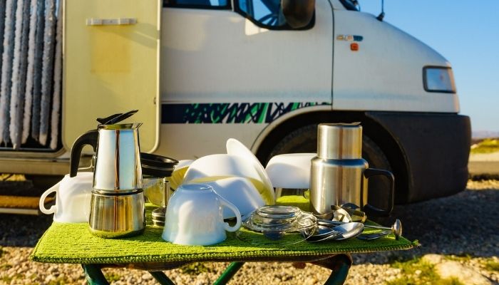 dishes drying in the sun