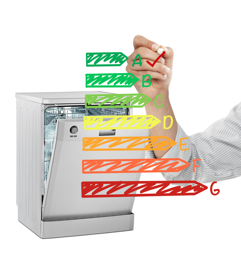 A dishwasher slightly ajar