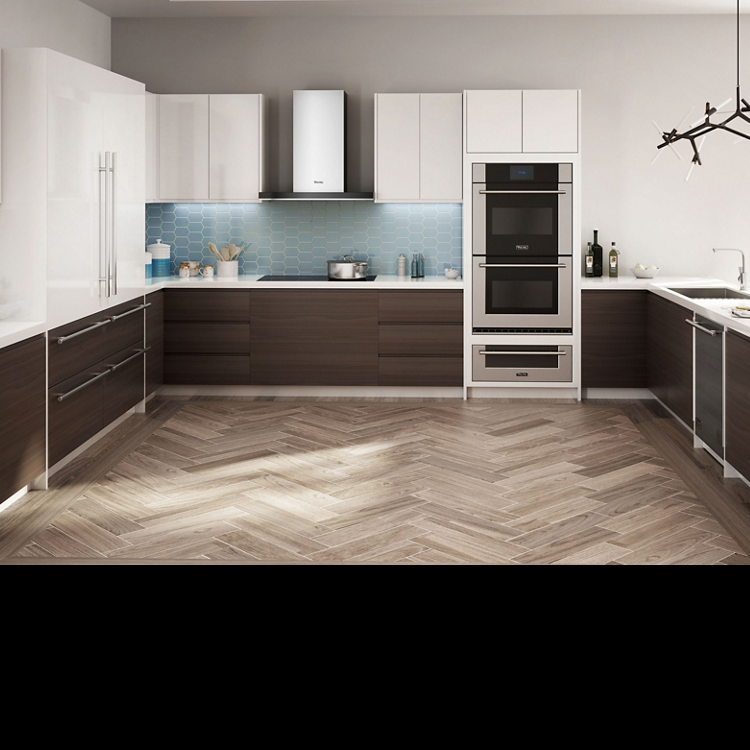 Viking luxury kitchen with blue cabinets