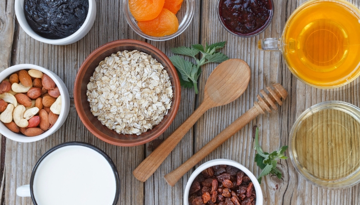 Ingredients for hot grain power bowl