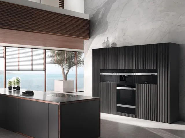 miele built in coffee machine in modern kitchen