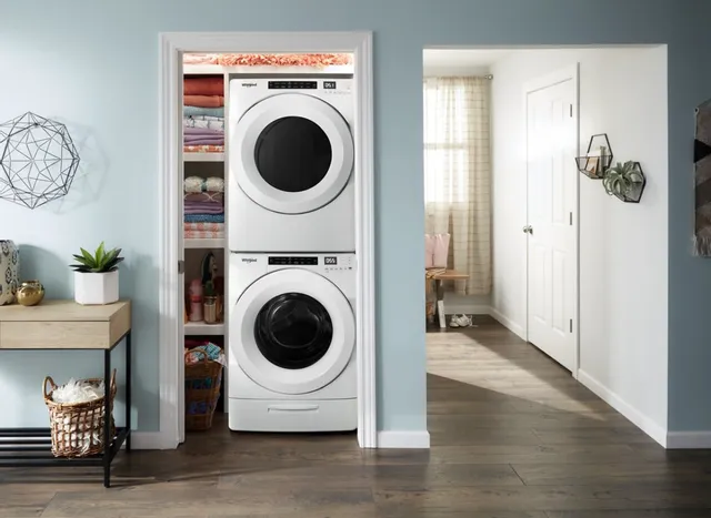 Whirlpool front load stacked washer and dryer