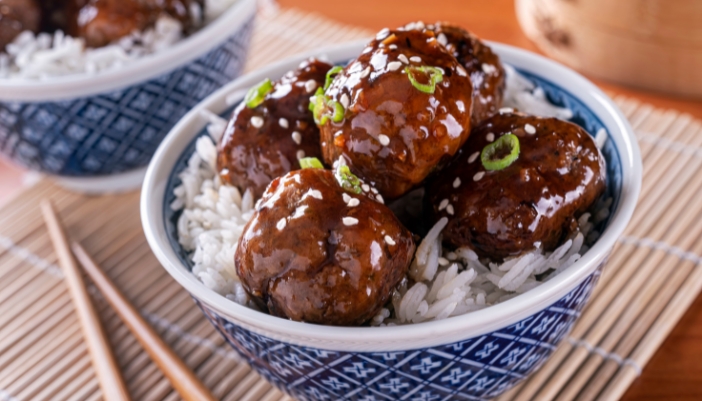 Honey-garlic glazed meatballs