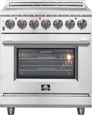 Front view of the FORNO® Massimo 30" Stainless Steel Freestanding Electric Range