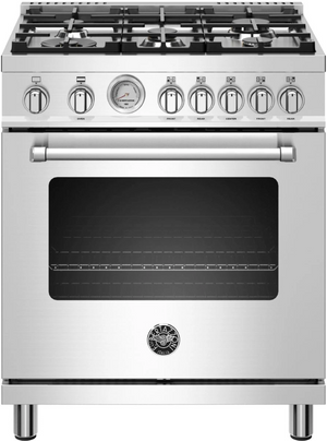 front view of the Bertazzoni Master Series 30" Stainless Steel Free Standing Gas Range