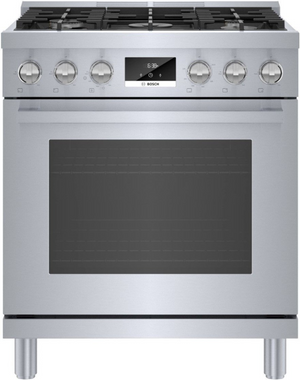 front view of the Bosch® 800 Series 30" Stainless Steel Pro Style Gas Range