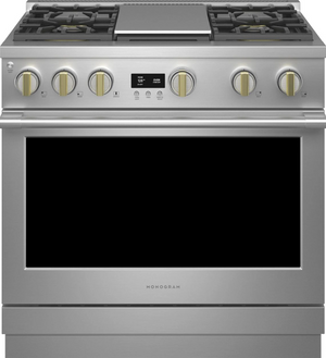 front view of the Monogram® Statement Collection 36" Stainless Steel Pro Style Natural Gas Range