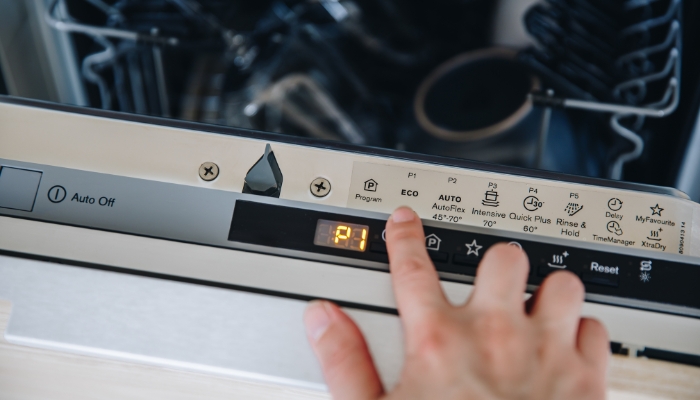 Closeup of dishwasher settings