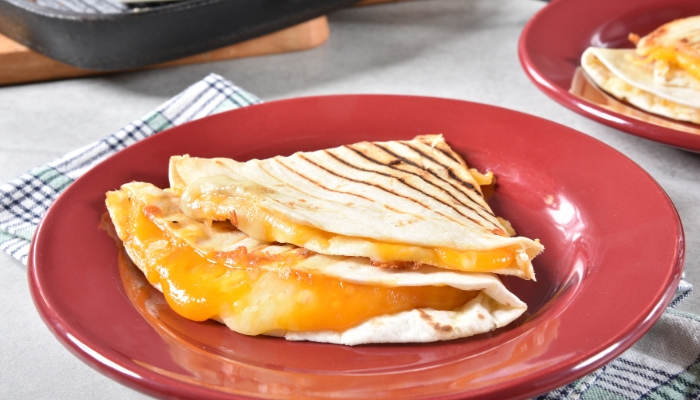 Cheesy quesadillas on a plate