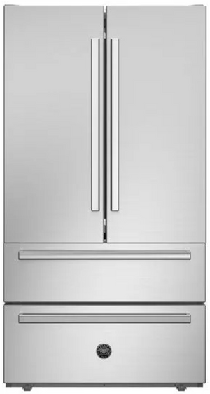 front view of the Bertazzoni 22.5 Cu. Ft. Professional Series Stainless Steel Counter Depth French Door Refrigerator
