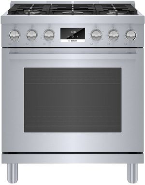 front view of the Bosch® 800 Series 30" Stainless Steel Pro Style Gas Range