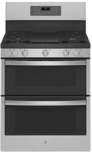 front view of the GE Profile™ 30" Fingerprint Resistant Stainless Steel Free Standing Natural Gas Range