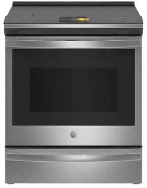 front view of the GE Profile™ 30" Fingerprint Resistant Stainless Steel Slide In Induction Range