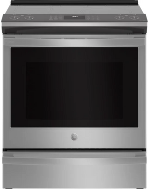 front view of the GE Profile™ 30" Fingerprint Resistant Stainless Steel Slide In Induction Range