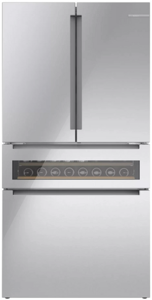 front view of the Bosch® 800 Series 20.5 Cu. Ft. Stainless Steel Counter Depth French Door Refrigerator