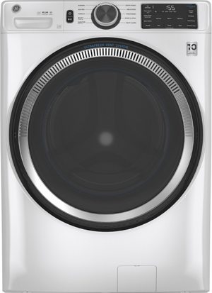 front view of the GE® 4.8 Cu. Ft. White Smart Front Load Washer