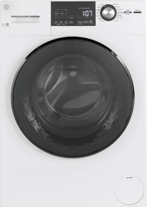 front view of the GE® 2.4 Cu. Ft. White Front Load Washer