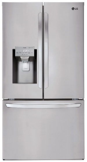 front view of the LG 26.2 Cu. Ft. PrintProof™ Stainless Steel French Door Refrigerator