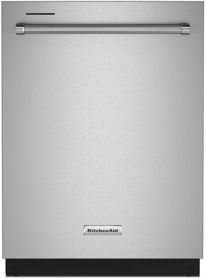 front view of the KitchenAid® 24" Stainless Steel with Printshield Built In Dishwasher