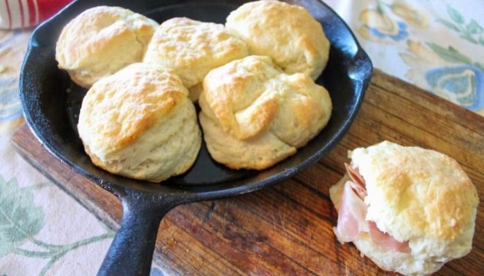 Biscuits made in cast iron skillet