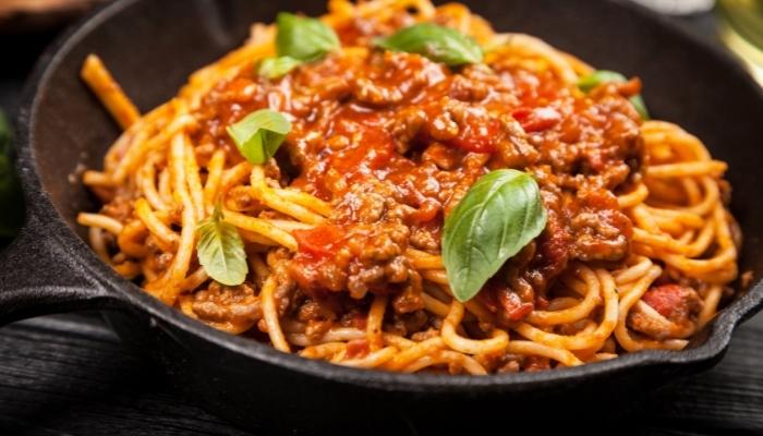 Pasta recipe in cast iron skillet