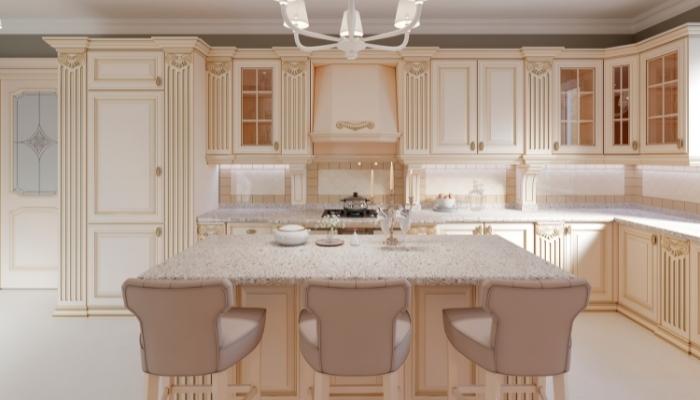 Nice kitchen with a well-spaced kitchen island