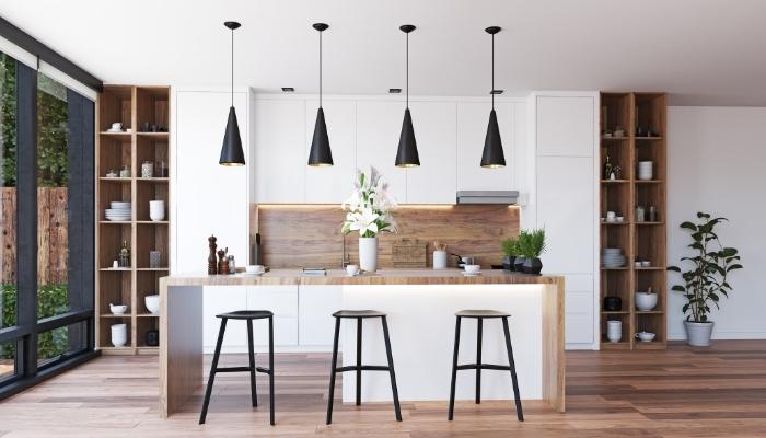 Kitchen with plenty of lighting